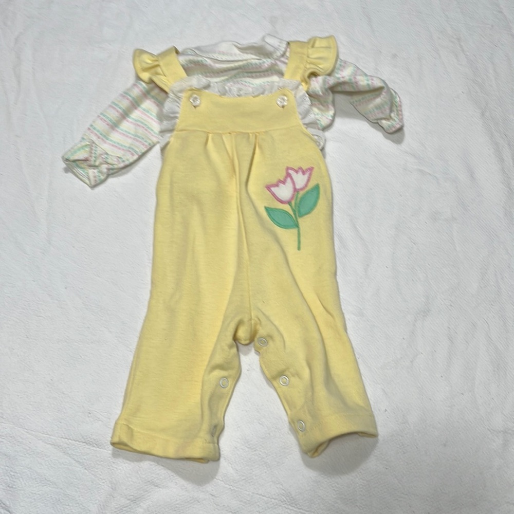 Children’s Yellow Jersey Overalls with Matching Knit Shirt